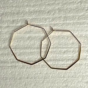 3/$16 Stainless Steel Gold Plated Polygon Hoop Earrings